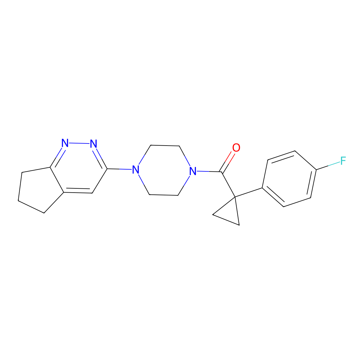 (4-(6,7-dihydro-5H-cyclopenta[c]pyridazin-3-yl)piperazin-1-yl)(1-(4-fluorophenyl)cyclopropyl)methanone molecular structure, CAS 2034308-27-3
