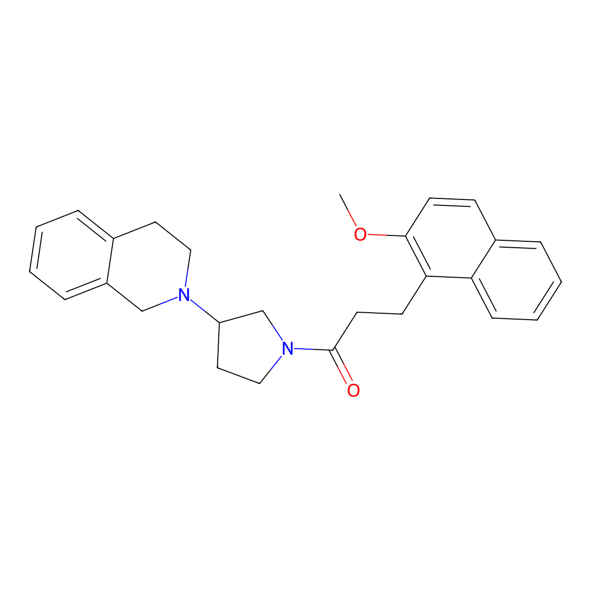 1-(3-(3,4-dihydroisoquinolin-2(1H)-yl)pyrrolidin-1-yl)-3-(2-methoxynaphthalen-1-yl)propan-1-one molecular structure, CAS 2034308-28-4
