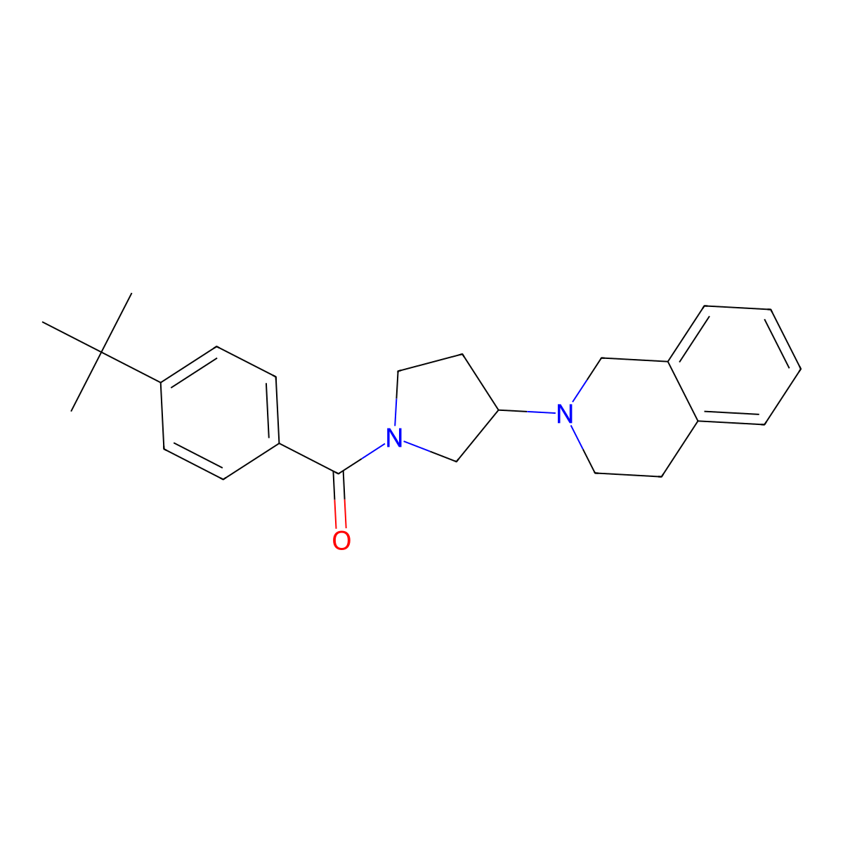 (4-(tert-butyl)phenyl)(3-(3,4-dihydroisoquinolin-2(1H)-yl)pyrrolidin-1-yl)methanone molecular structure, CAS 2034308-31-9