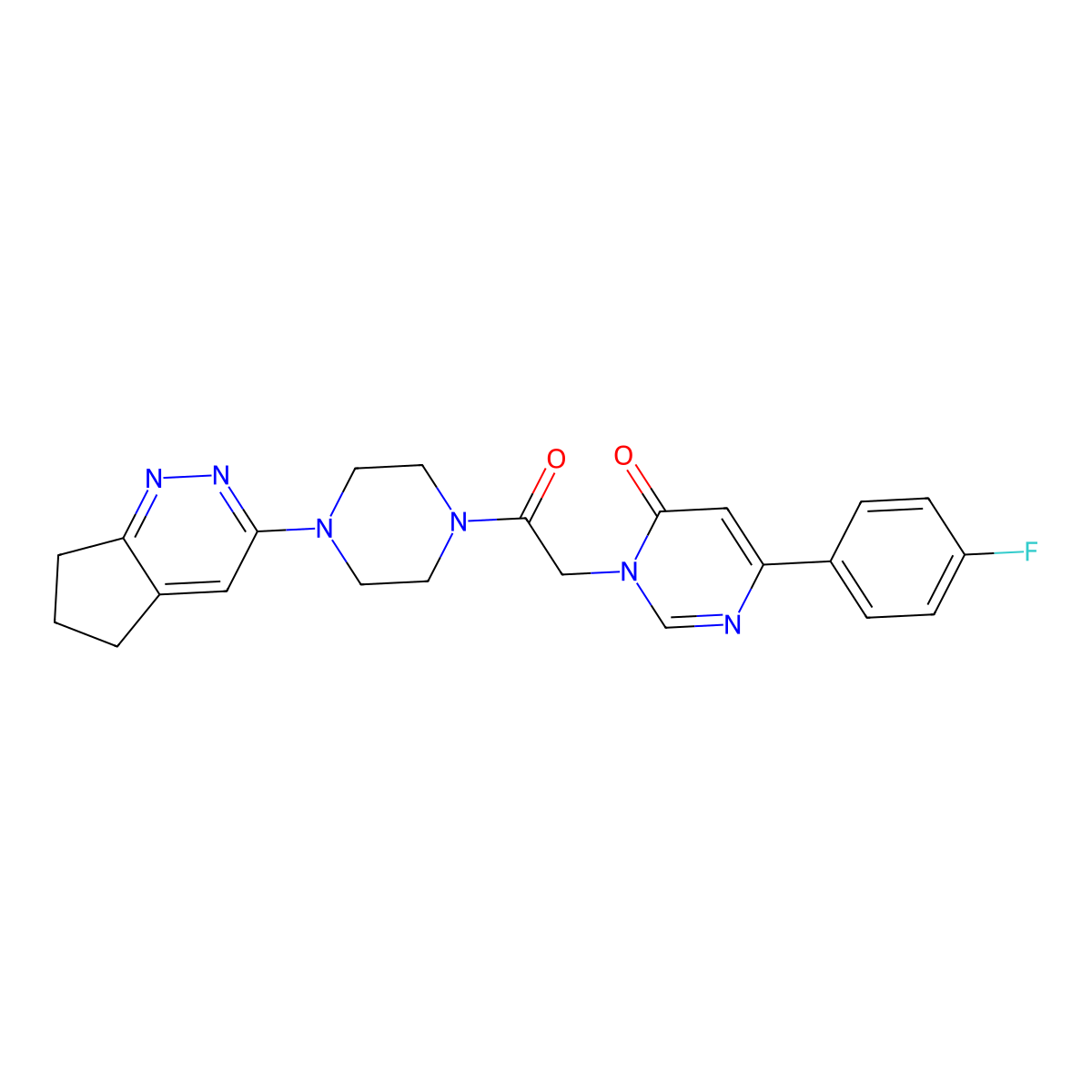 3-(2-(4-(6,7-dihydro-5H-cyclopenta[c]pyridazin-3-yl)piperazin-1-yl)-2-oxoethyl)-6-(4-fluorophenyl)pyrimidin-4(3H)-one molecular structure, CAS 2034308-34-2