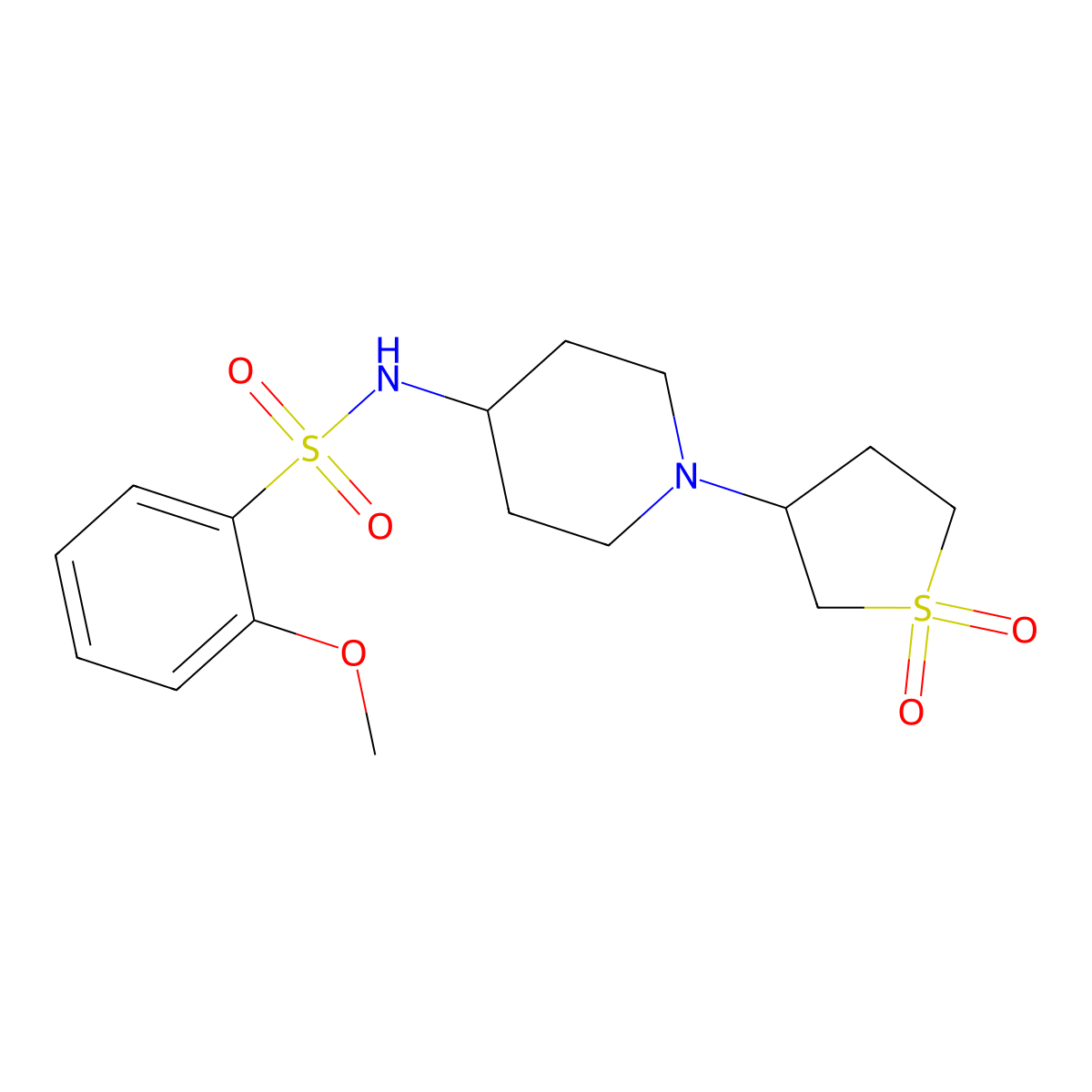 N-(1-(1,1-dioxidotetrahydrothiophen-3-yl)piperidin-4-yl)-2-methoxybenzenesulfonamide molecular structure, CAS 2034308-48-8