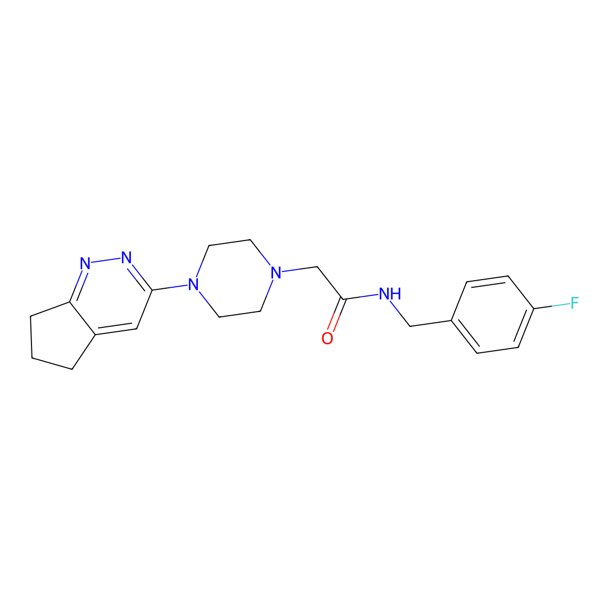 2-(4-(6,7-dihydro-5H-cyclopenta[c]pyridazin-3-yl)piperazin-1-yl)-N-(4-fluorobenzyl)acetamide molecular structure, CAS 2034308-49-9