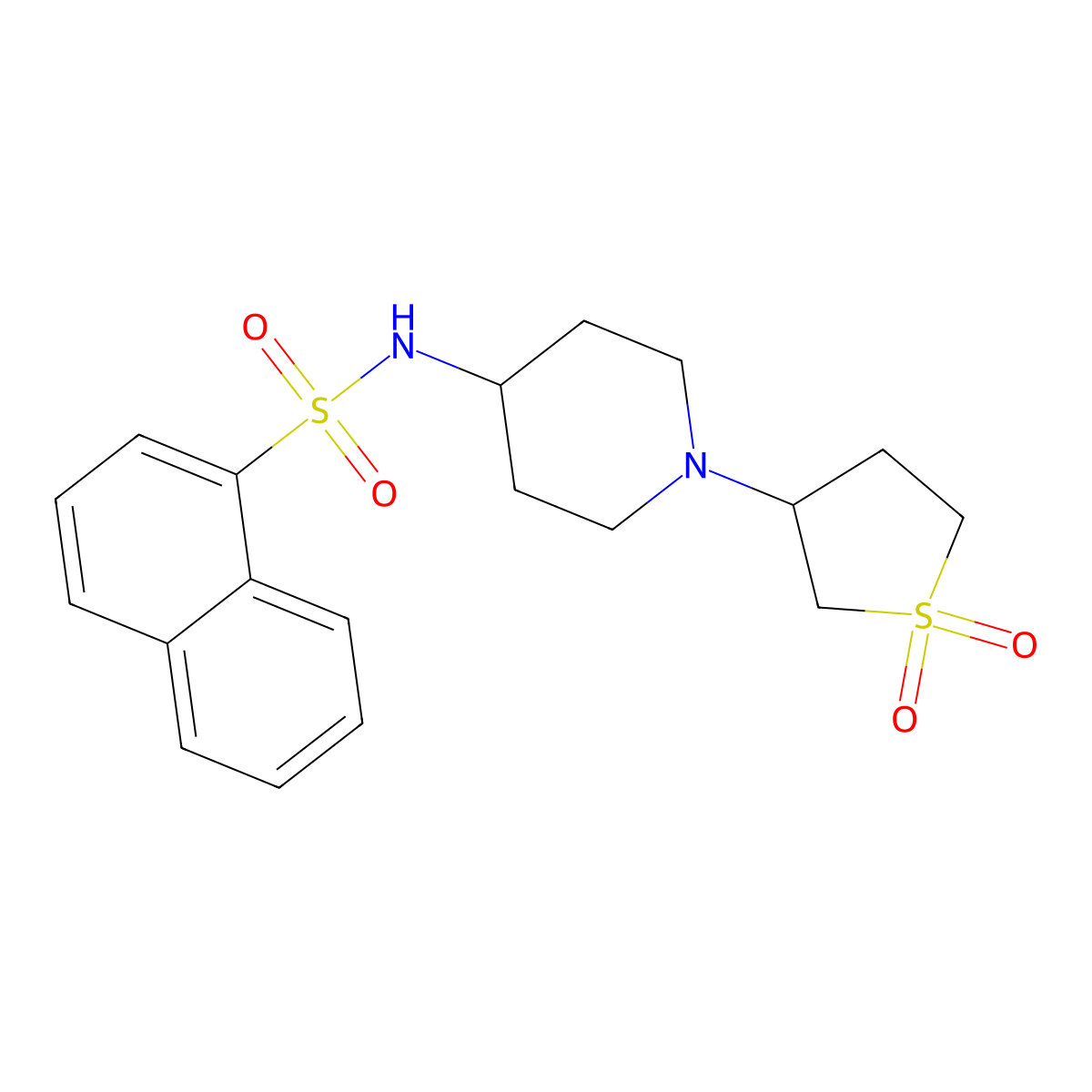 N-(1-(1,1-dioxidotetrahydrothiophen-3-yl)piperidin-4-yl)naphthalene-1-sulfonamide molecular structure, CAS 2034308-55-7
