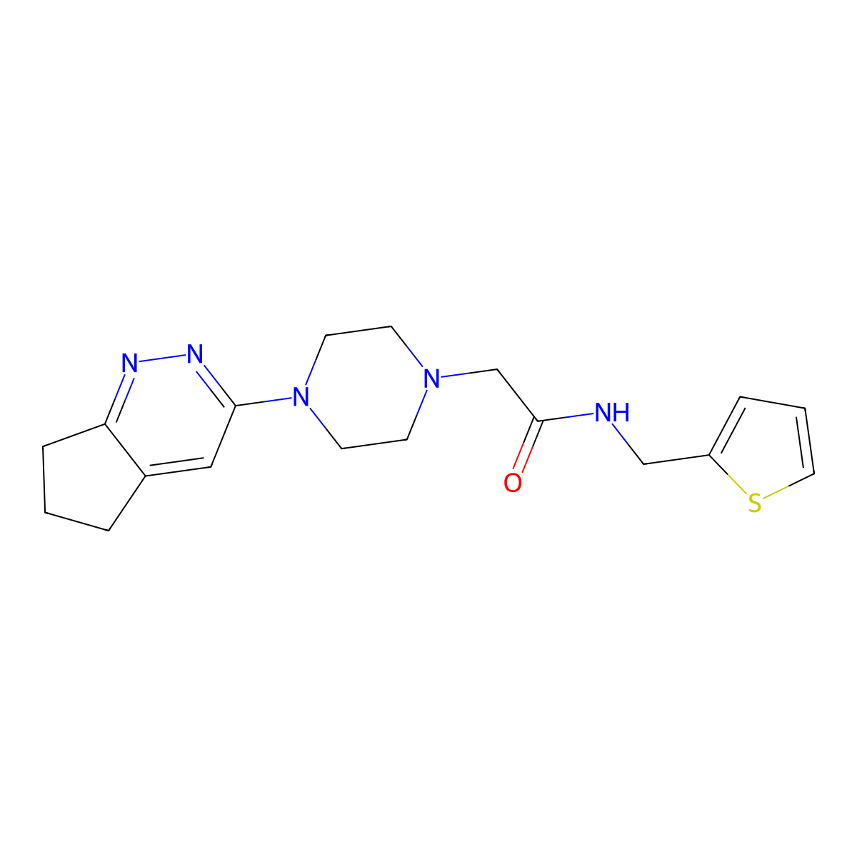 2-(4-(6,7-dihydro-5H-cyclopenta[c]pyridazin-3-yl)piperazin-1-yl)-N-(thiophen-2-ylmethyl)acetamide molecular structure, CAS 2034308-58-0
