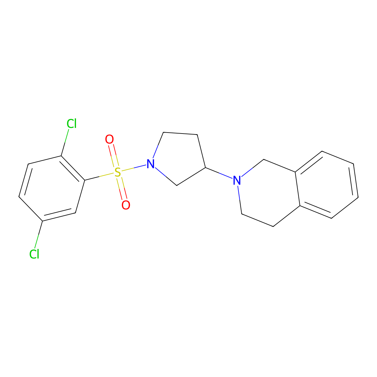 2-(1-((2,5-Dichlorophenyl)sulfonyl)pyrrolidin-3-yl)-1,2,3,4-tetrahydroisoquinoline molecular structure, CAS 2034308-60-4