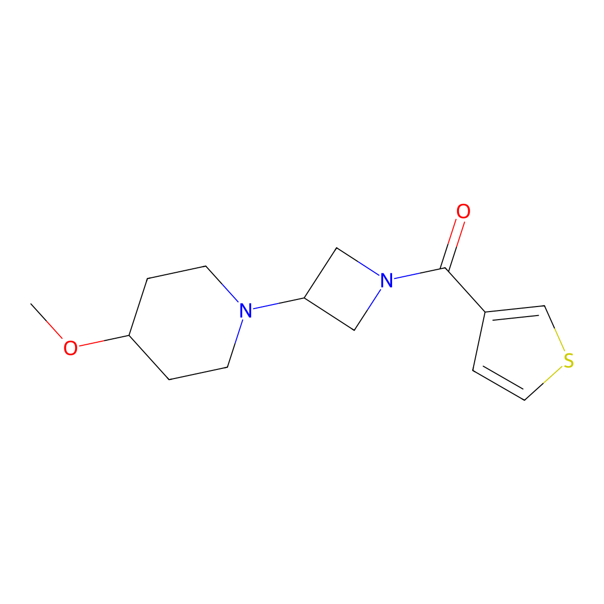 (3-(4-Methoxypiperidin-1-yl)azetidin-1-yl)(thiophen-3-yl)methanone molecular structure, CAS 2034308-66-0