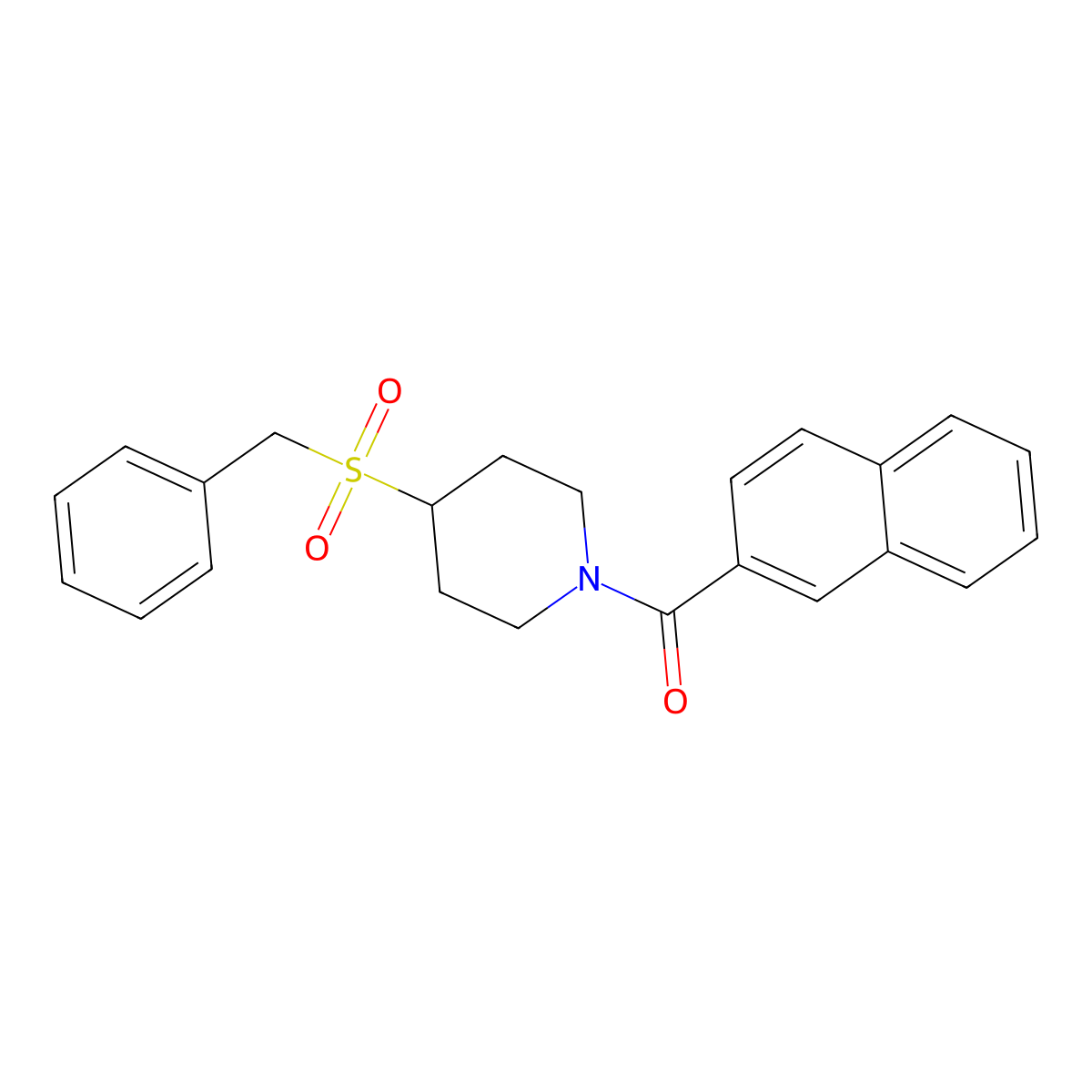 (4-(Benzylsulfonyl)piperidin-1-yl)(naphthalen-2-yl)methanone molecular structure, CAS 2034308-84-2