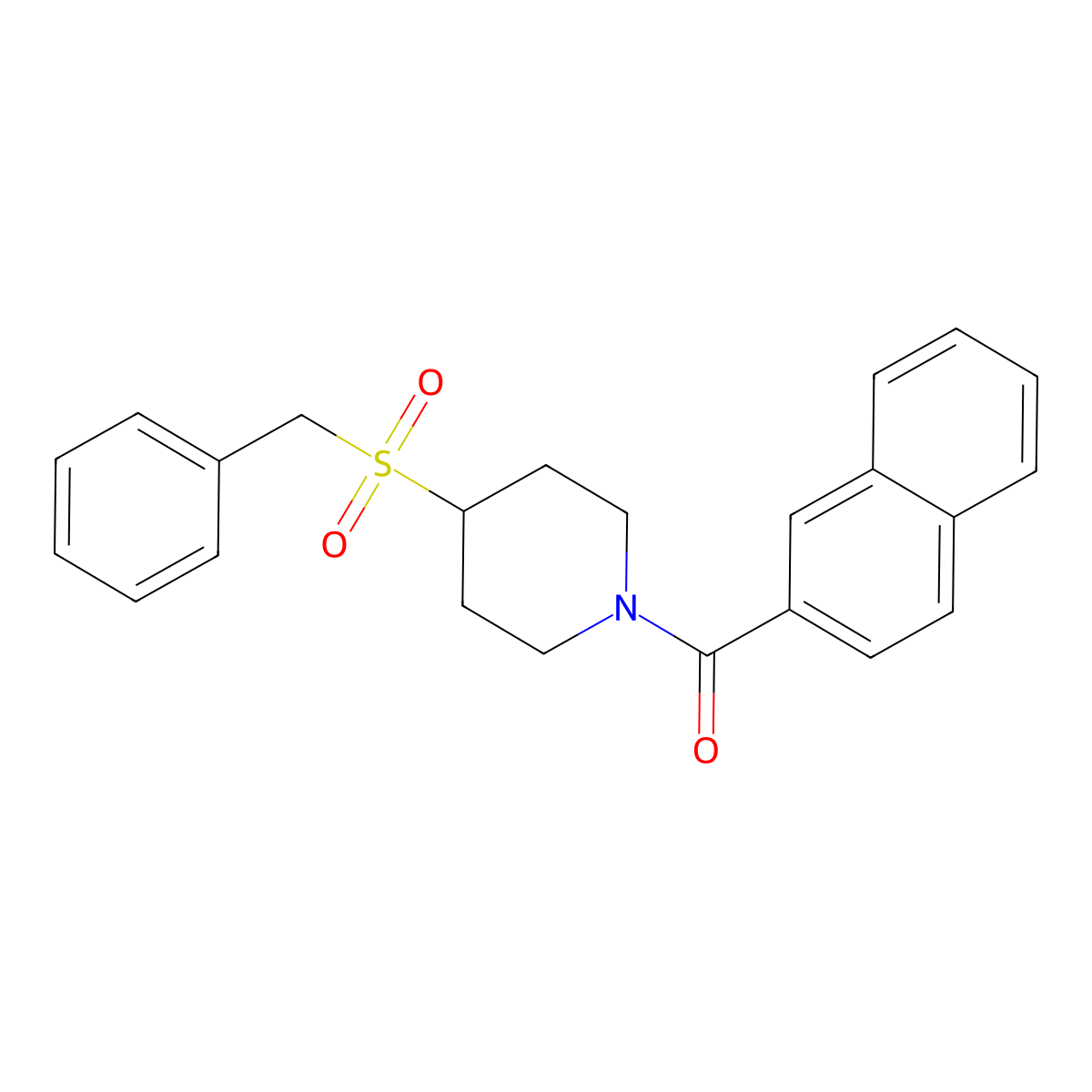 (4-(Benzylsulfonyl)piperidin-1-yl)(naphthalen-2-yl)methanone molecular structure, CAS 2034308-84-2