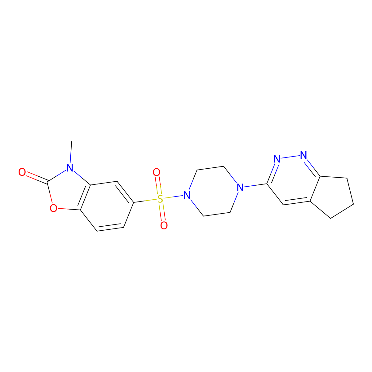 5-((4-(6,7-dihydro-5H-cyclopenta[c]pyridazin-3-yl)piperazin-1-yl)sulfonyl)-3-methylbenzo[d]oxazol-2(3H)-one molecular structure, CAS 2034308-85-3
