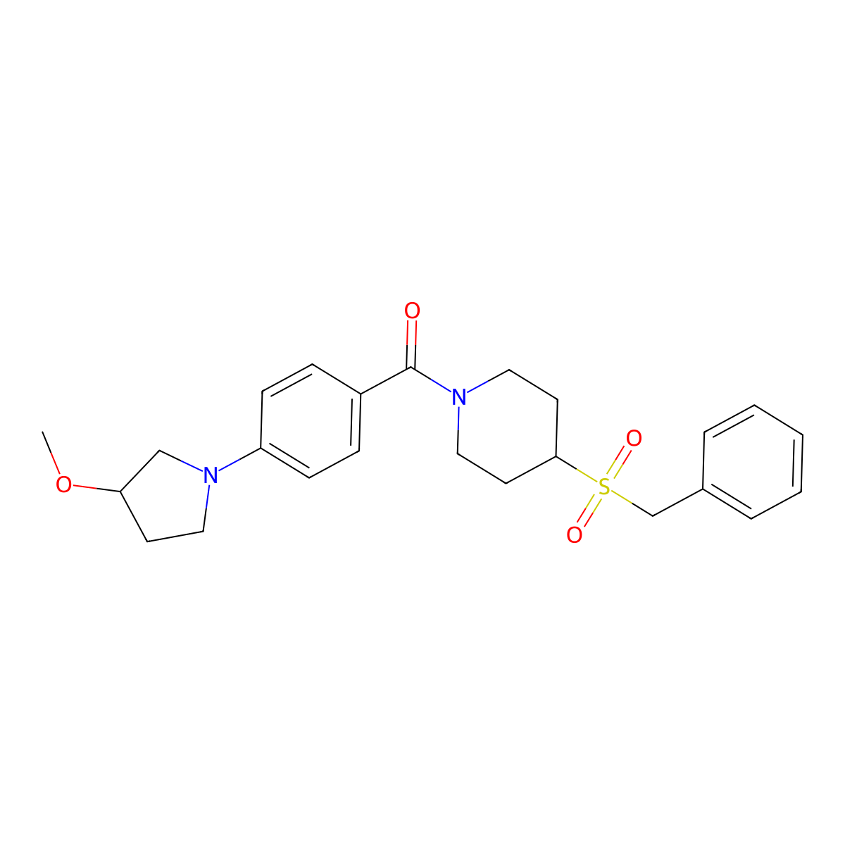 1-[4-(3-Methoxypyrrolidin-1-yl)benzoyl]-4-phenylmethanesulfonylpiperidine molecular structure, CAS 2034308-90-0