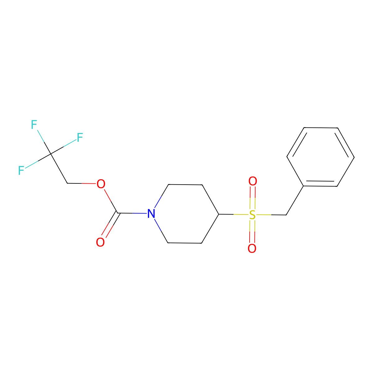 2,2,2-Trifluoroethyl 4-(benzylsulfonyl)piperidine-1-carboxylate molecular structure, CAS 2034308-95-5