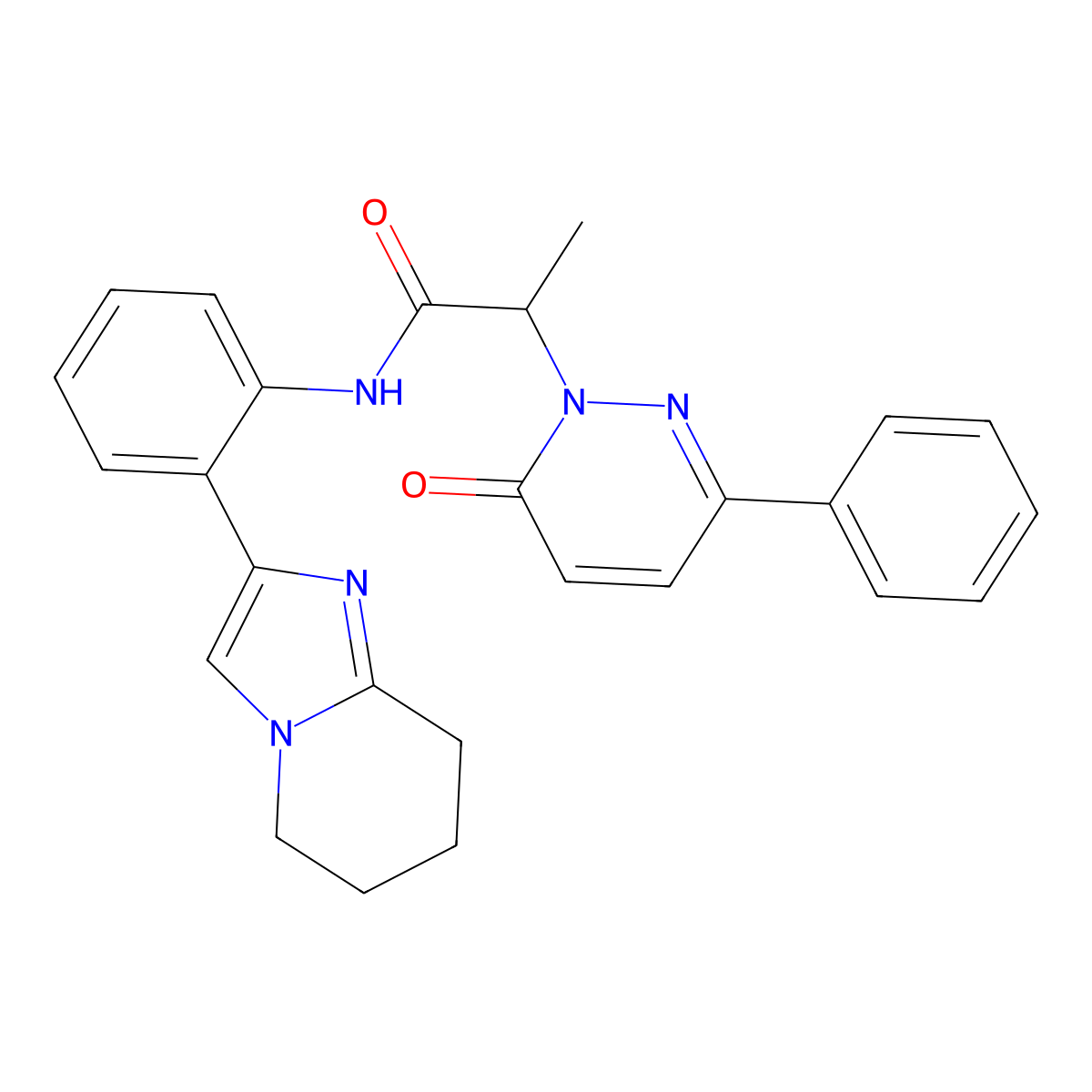 2-(6-oxo-3-phenylpyridazin-1(6H)-yl)-N-(2-(5,6,7,8-tetrahydroimidazo[1,2-a]pyridin-2-yl)phenyl)propanamide molecular structure, CAS 2034309-02-7