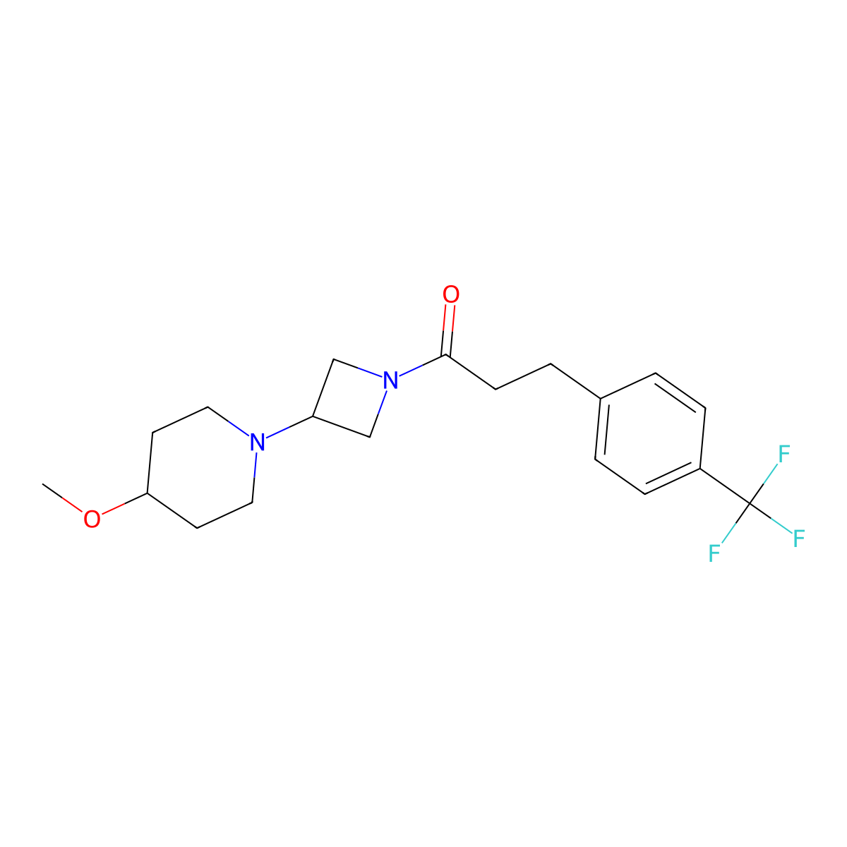 1-[3-(4-Methoxypiperidin-1-yl)azetidin-1-yl]-3-[4-(trifluoromethyl)phenyl]propan-1-one molecular structure, CAS 2034309-04-9