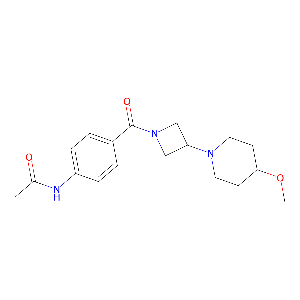 N-(4-(3-(4-methoxypiperidin-1-yl)azetidine-1-carbonyl)phenyl)acetamide molecular structure, CAS 2034309-11-8
