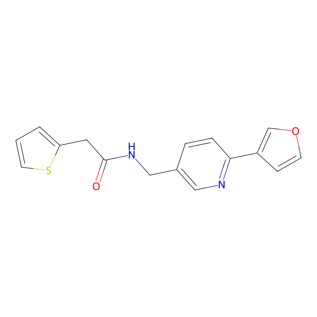 N-{[6-(furan-3-yl)pyridin-3-yl]methyl}-2-(thiophen-2-yl)acetamide molecular structure, CAS 2034309-13-0