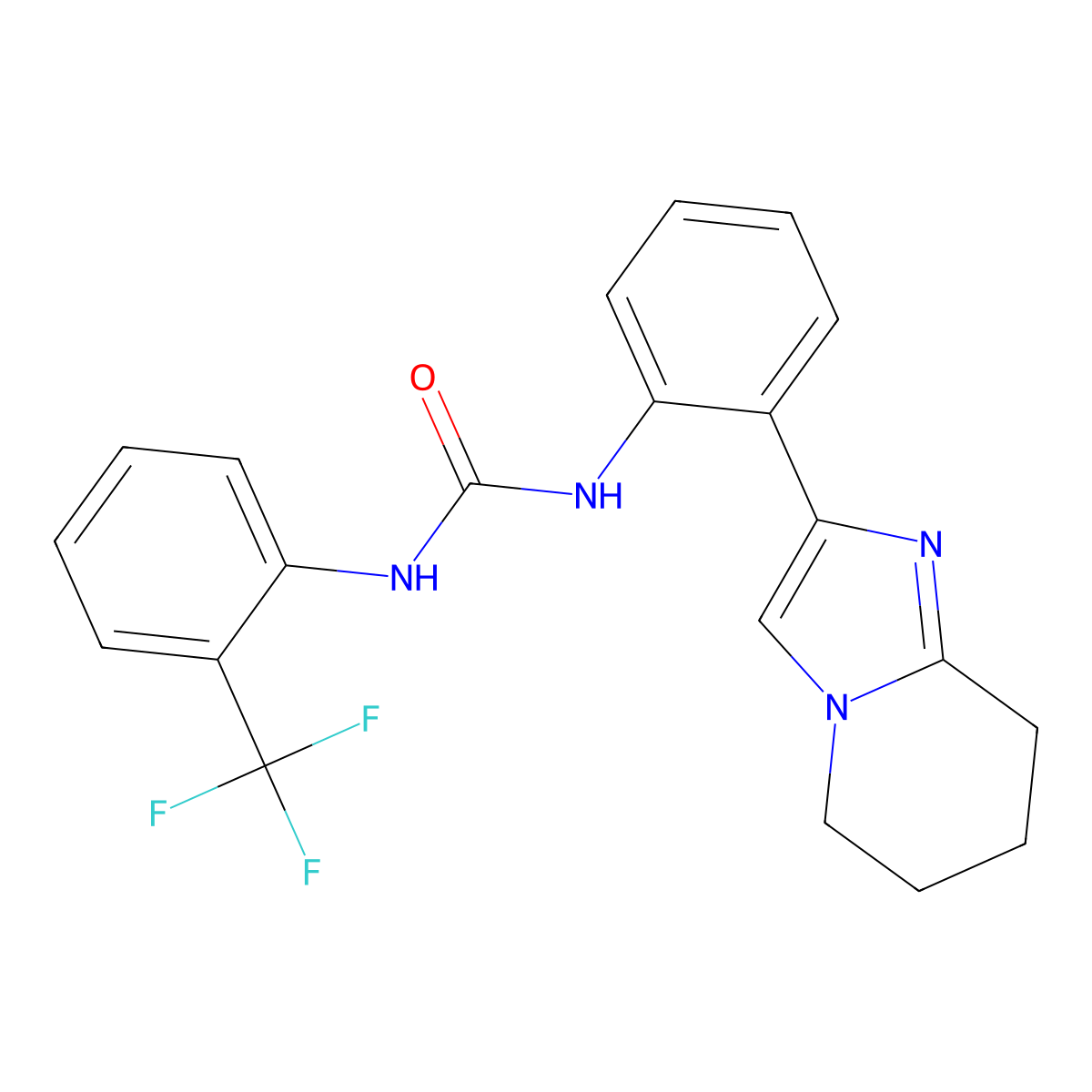 1-(2-(5,6,7,8-Tetrahydroimidazo[1,2-a]pyridin-2-yl)phenyl)-3-(2-(trifluoromethyl)phenyl)urea molecular structure, CAS 2034309-14-1