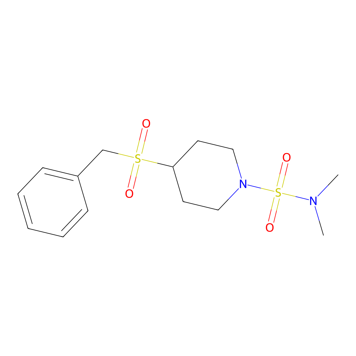 4-(benzylsulfonyl)-N,N-dimethylpiperidine-1-sulfonamide molecular structure, CAS 2034309-16-3