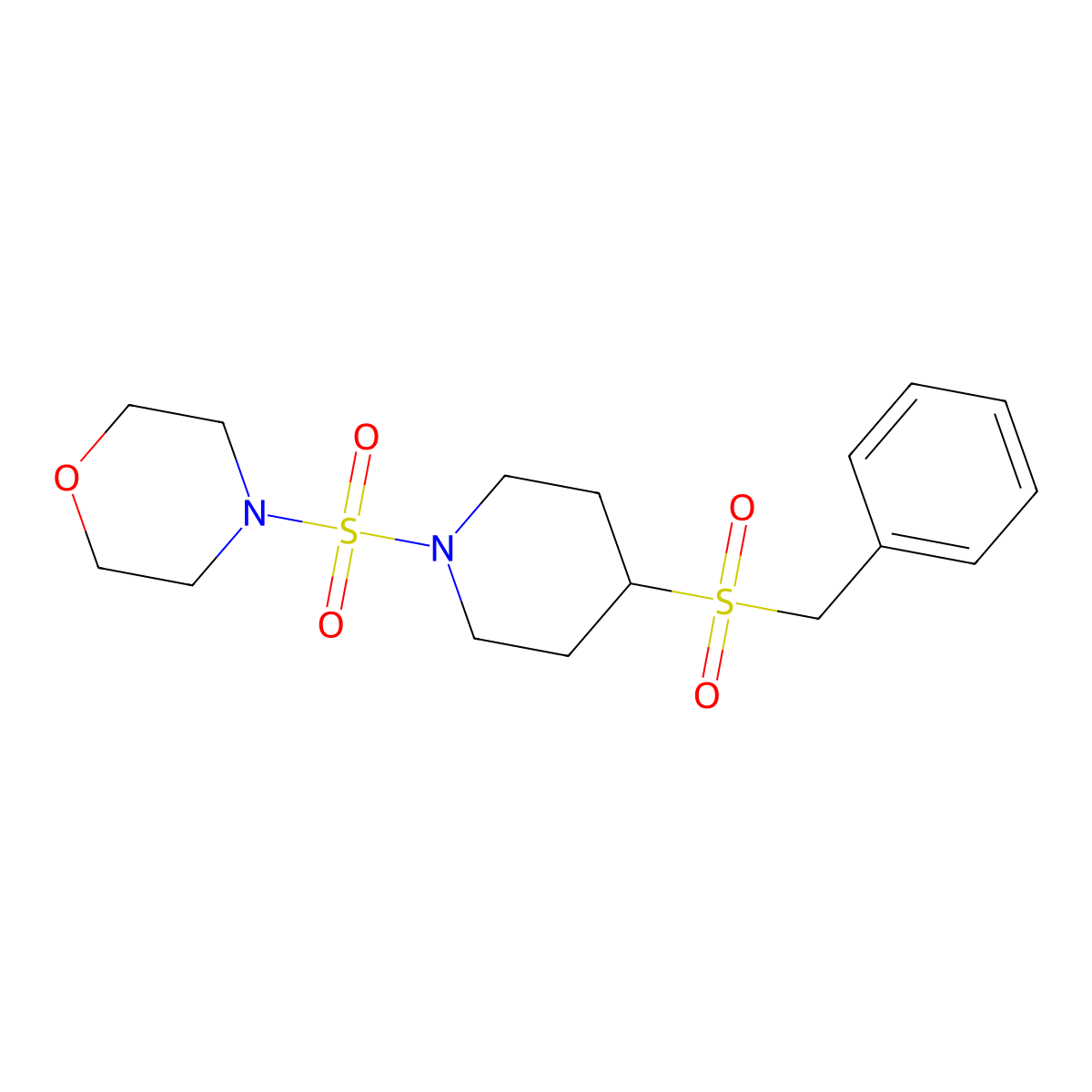 4-((4-(Benzylsulfonyl)piperidin-1-yl)sulfonyl)morpholine molecular structure, CAS 2034309-22-1
