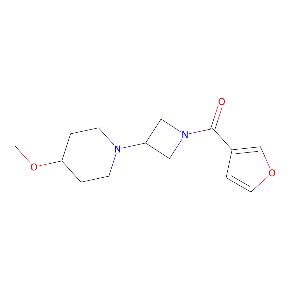 Furan-3-yl(3-(4-methoxypiperidin-1-yl)azetidin-1-yl)methanone molecular structure, CAS 2034309-25-4