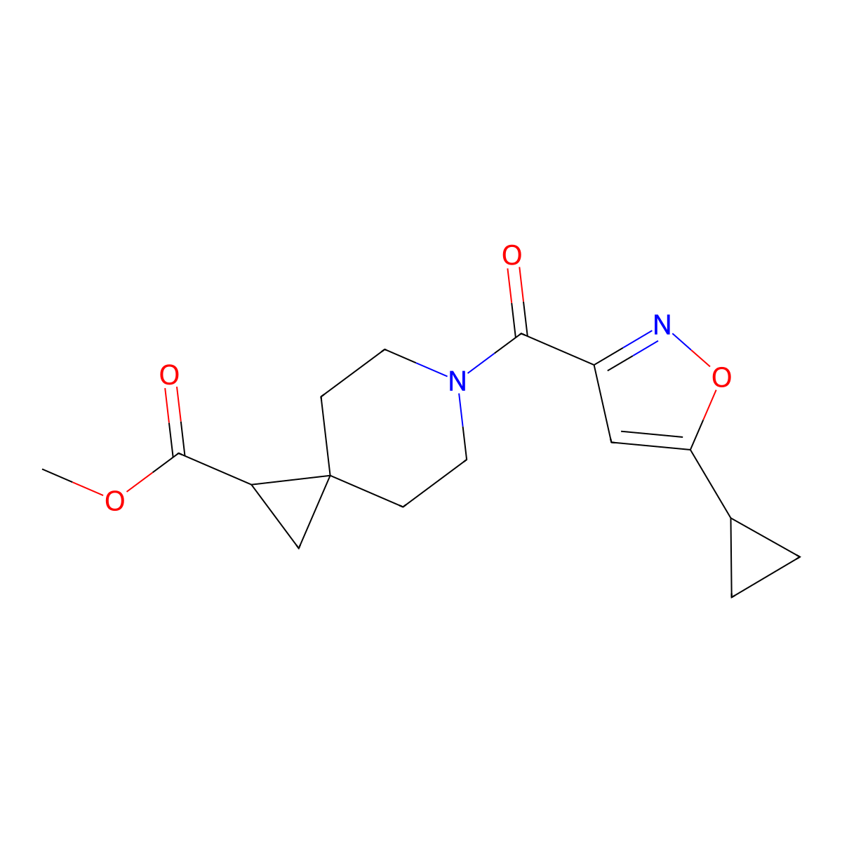 Methyl 6-(5-cyclopropylisoxazole-3-carbonyl)-6-azaspiro[2.5]octane-1-carboxylate molecular structure, CAS 2034309-26-5