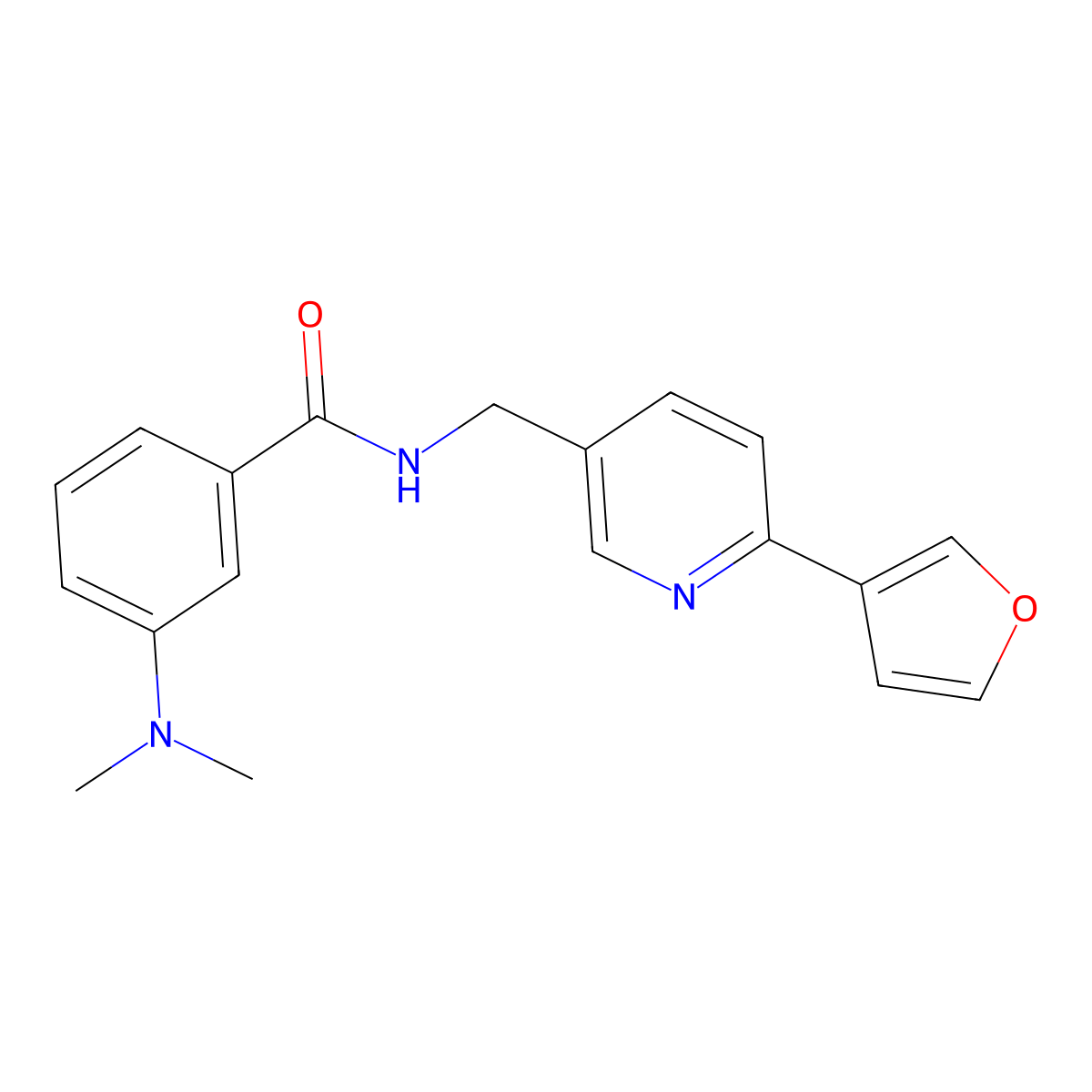 3-(dimethylamino)-N-{[6-(furan-3-yl)pyridin-3-yl]methyl}benzamide molecular structure, CAS 2034309-30-1
