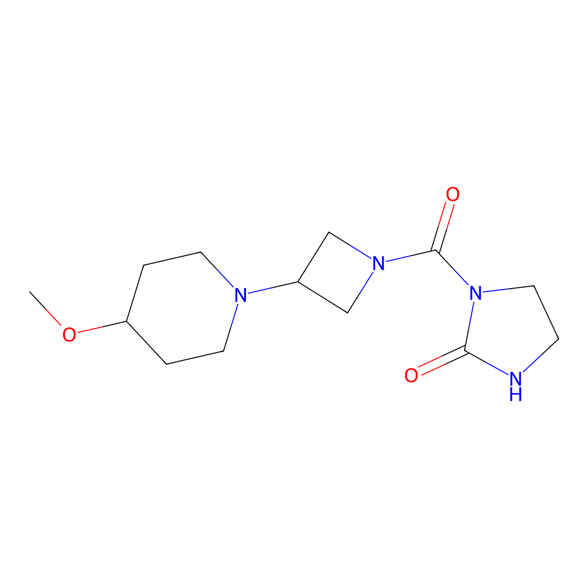 1-[3-(4-Methoxypiperidin-1-yl)azetidine-1-carbonyl]imidazolidin-2-one molecular structure, CAS 2034309-34-5