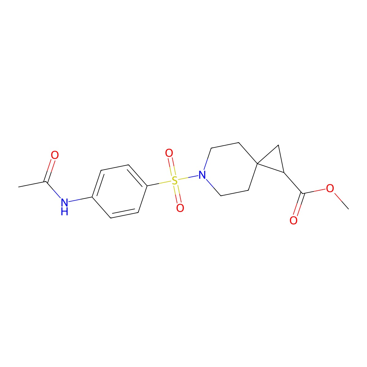 Methyl 6-((4-acetamidophenyl)sulfonyl)-6-azaspiro[2.5]octane-1-carboxylate molecular structure, CAS 2034309-38-9