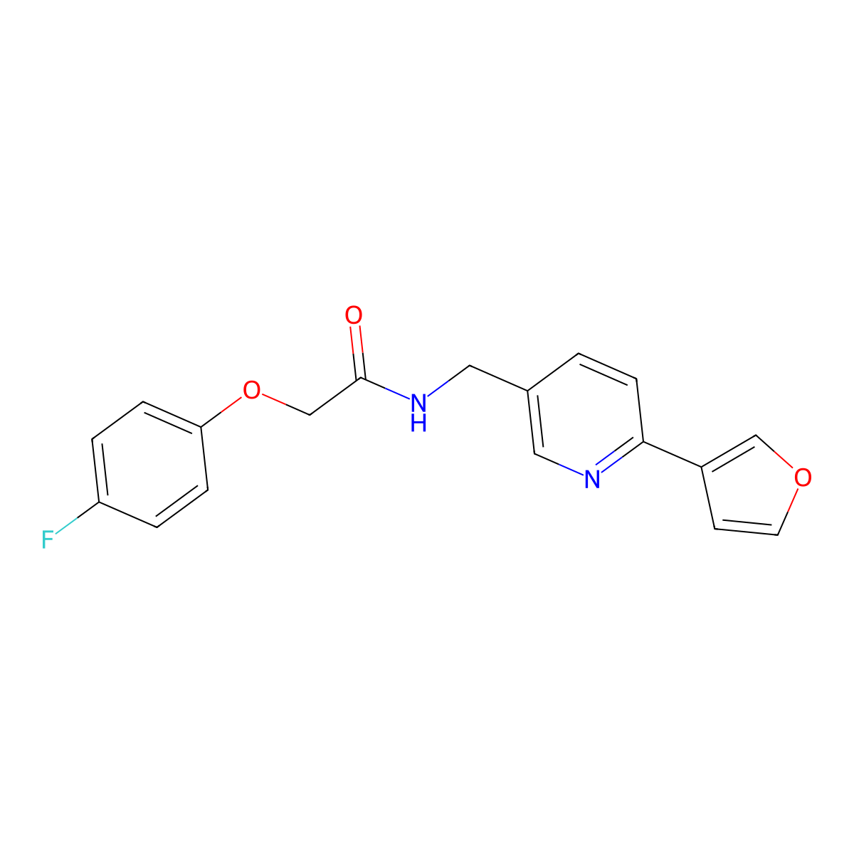 2-(4-fluorophenoxy)-N-{[6-(furan-3-yl)pyridin-3-yl]methyl}acetamide molecular structure, CAS 2034309-40-3