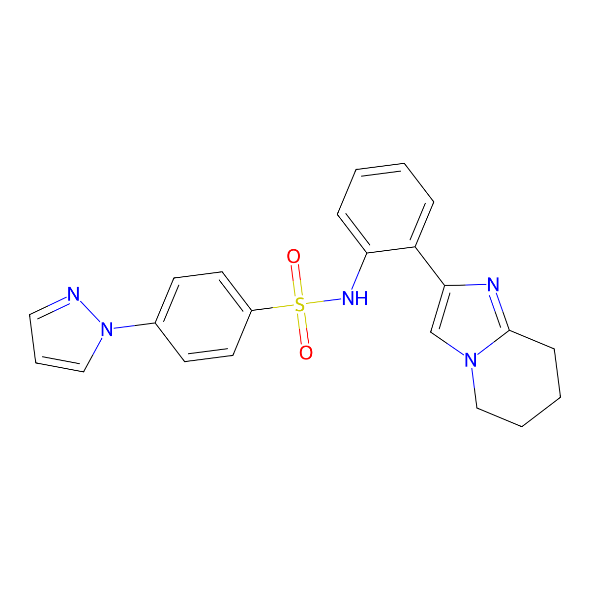 4-(1H-pyrazol-1-yl)-N-(2-(5,6,7,8-tetrahydroimidazo[1,2-a]pyridin-2-yl)phenyl)benzenesulfonamide molecular structure, CAS 2034309-42-5