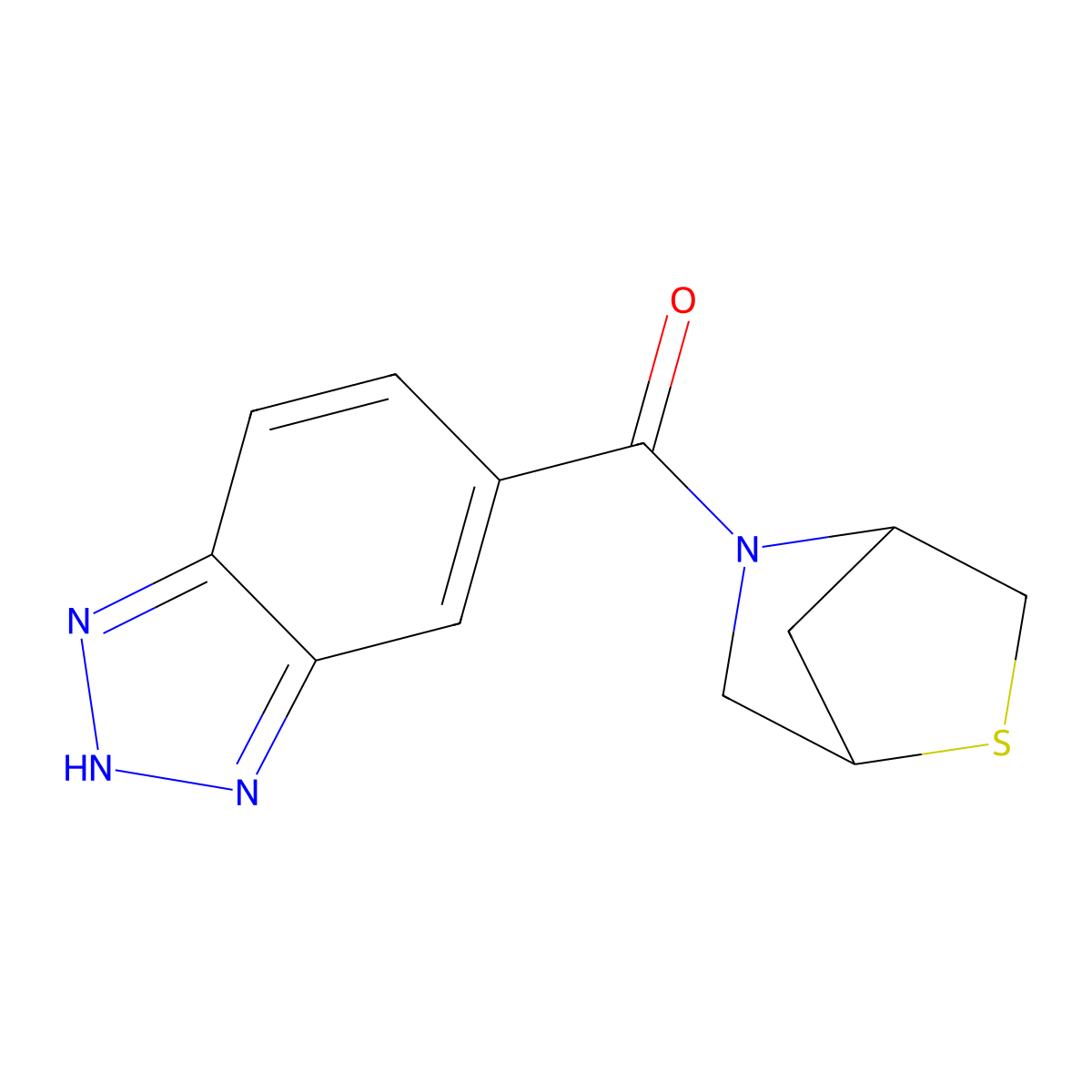 5-{2-thia-5-azabicyclo[2.2.1]heptane-5-carbonyl}-1H-1,2,3-benzotriazole molecular structure, CAS 2034309-44-7