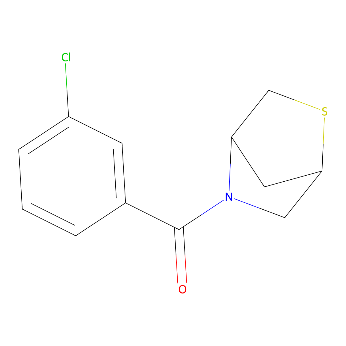 2-Thia-5-azabicyclo[2.2.1]heptan-5-yl(3-chlorophenyl)methanone molecular structure, CAS 2034309-45-8