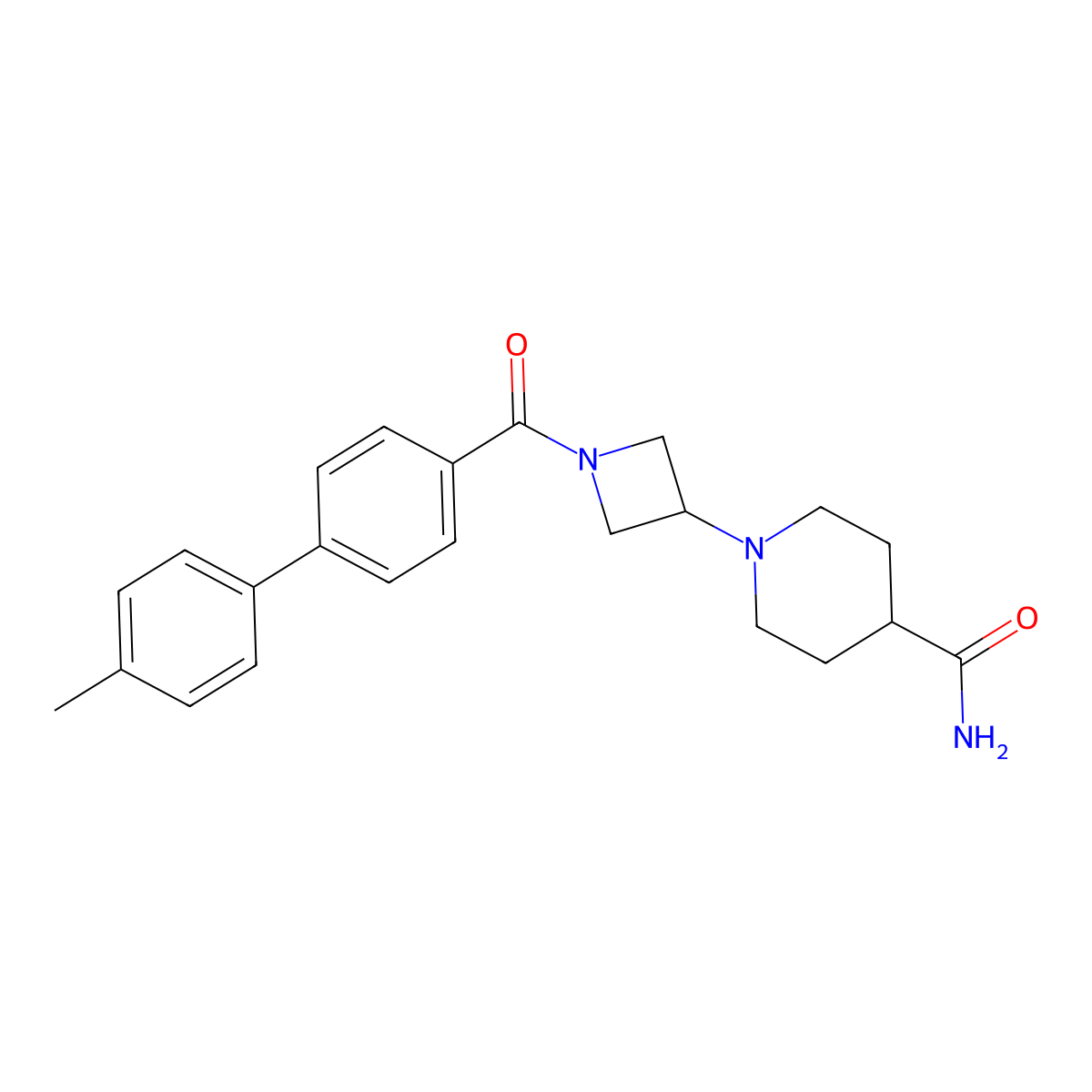 1-(1-(4'-Methyl-[1,1'-biphenyl]-4-carbonyl)azetidin-3-yl)piperidine-4-carboxamide molecular structure, CAS 2034309-86-7