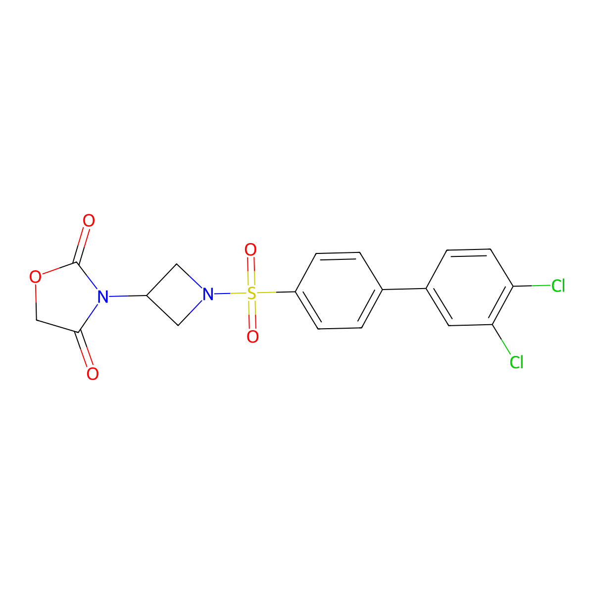3-(1-((3',4'-Dichloro-[1,1'-biphenyl]-4-yl)sulfonyl)azetidin-3-yl)oxazolidine-2,4-dione molecular structure, CAS 2034309-90-3