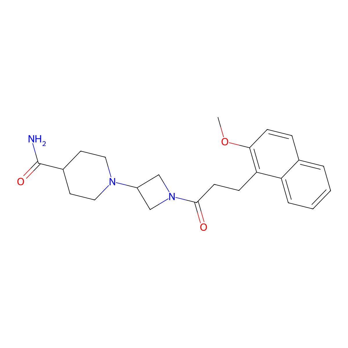 1-(1-(3-(2-Methoxynaphthalen-1-yl)propanoyl)azetidin-3-yl)piperidine-4-carboxamide molecular structure, CAS 2034309-96-9