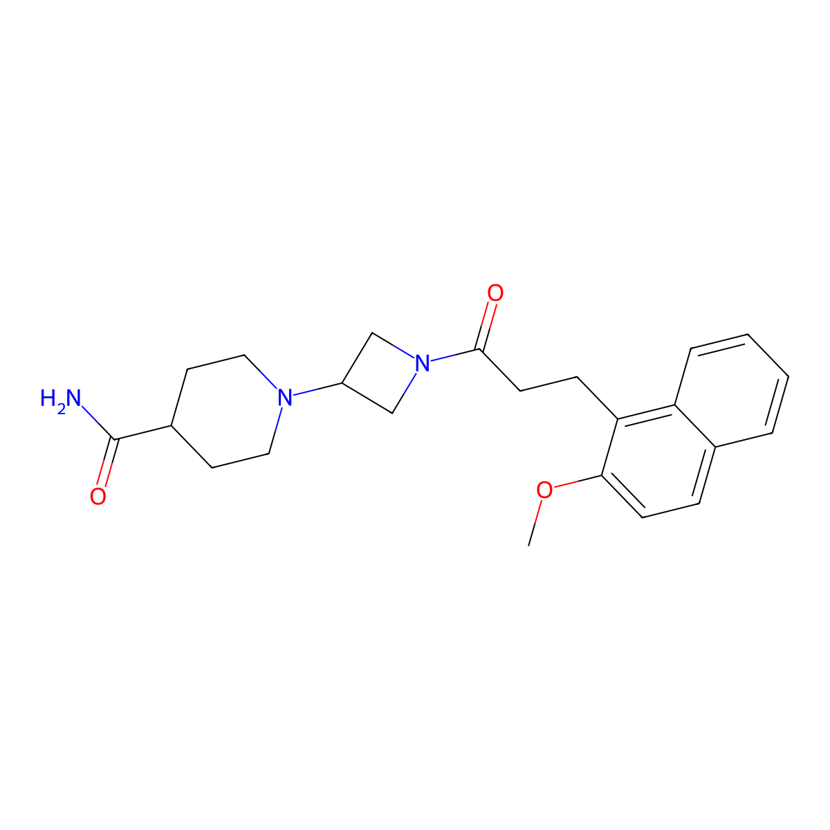 1-(1-(3-(2-Methoxynaphthalen-1-yl)propanoyl)azetidin-3-yl)piperidine-4-carboxamide molecular structure, CAS 2034309-96-9