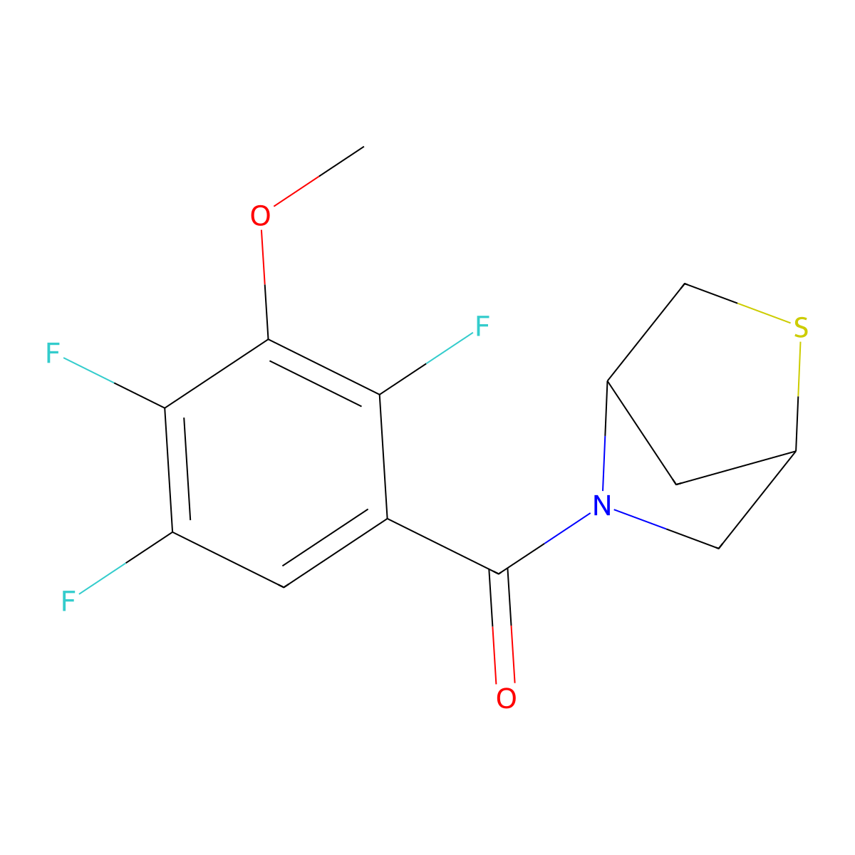 2-Thia-5-azabicyclo[2.2.1]heptan-5-yl(2,4,5-trifluoro-3-methoxyphenyl)methanone molecular structure, CAS 2034309-98-1
