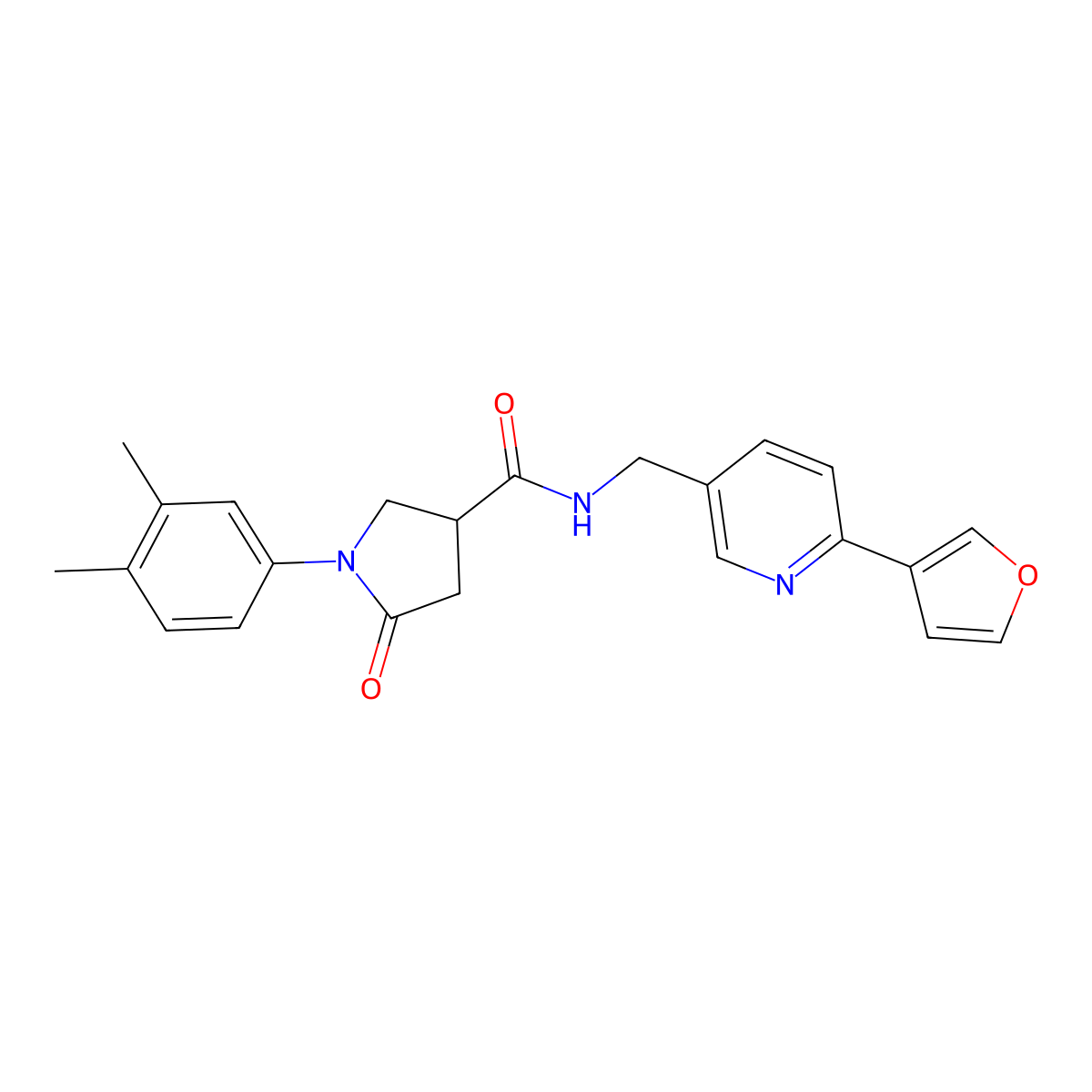 1-(3,4-dimethylphenyl)-N-{[6-(furan-3-yl)pyridin-3-yl]methyl}-5-oxopyrrolidine-3-carboxamide molecular structure, CAS 2034310-00-2