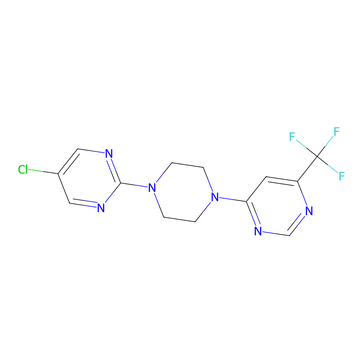 4-[4-(5-Chloropyrimidin-2-yl)piperazin-1-yl]-6-(trifluoromethyl)pyrimidine molecular structure, CAS 2034310-01-3