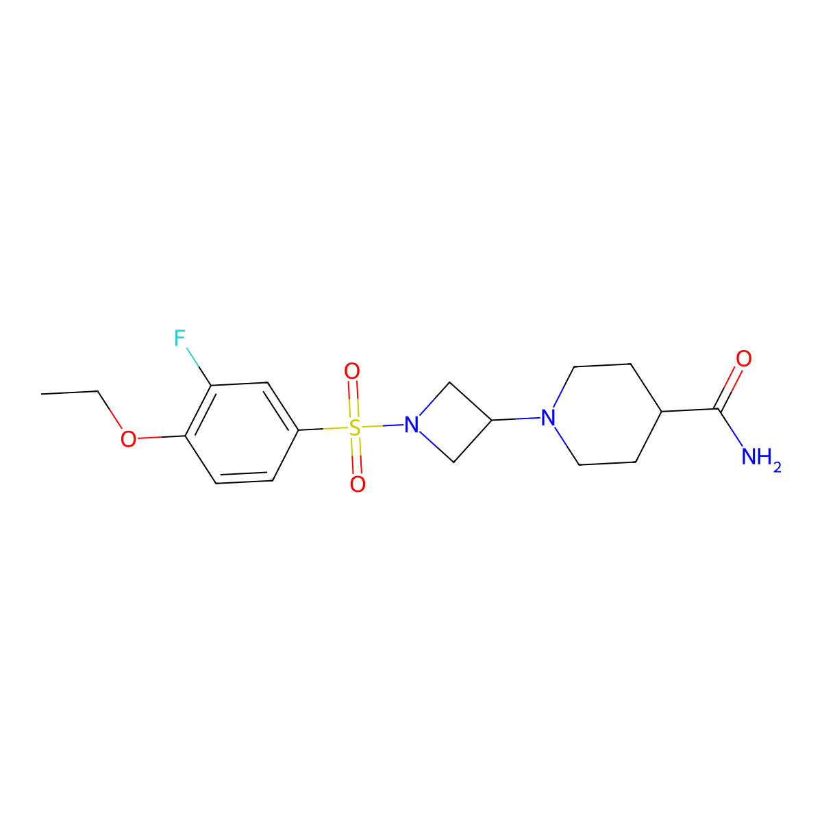 1-(1-((4-Ethoxy-3-fluorophenyl)sulfonyl)azetidin-3-yl)piperidine-4-carboxamide molecular structure, CAS 2034310-02-4