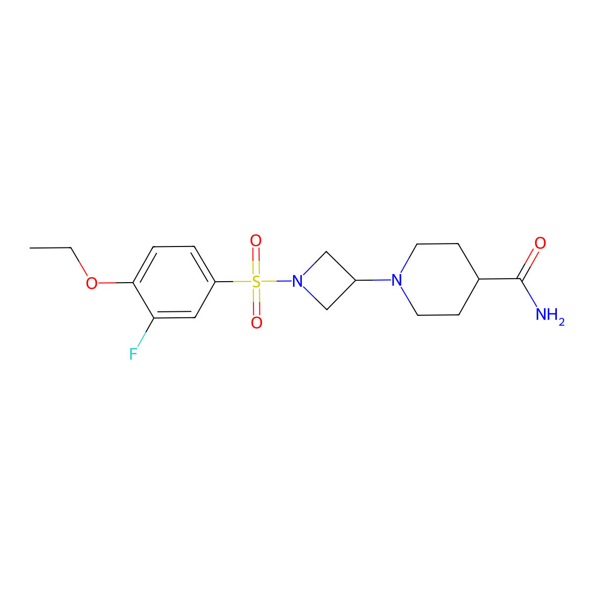 1-(1-((4-Ethoxy-3-fluorophenyl)sulfonyl)azetidin-3-yl)piperidine-4-carboxamide molecular structure, CAS 2034310-02-4