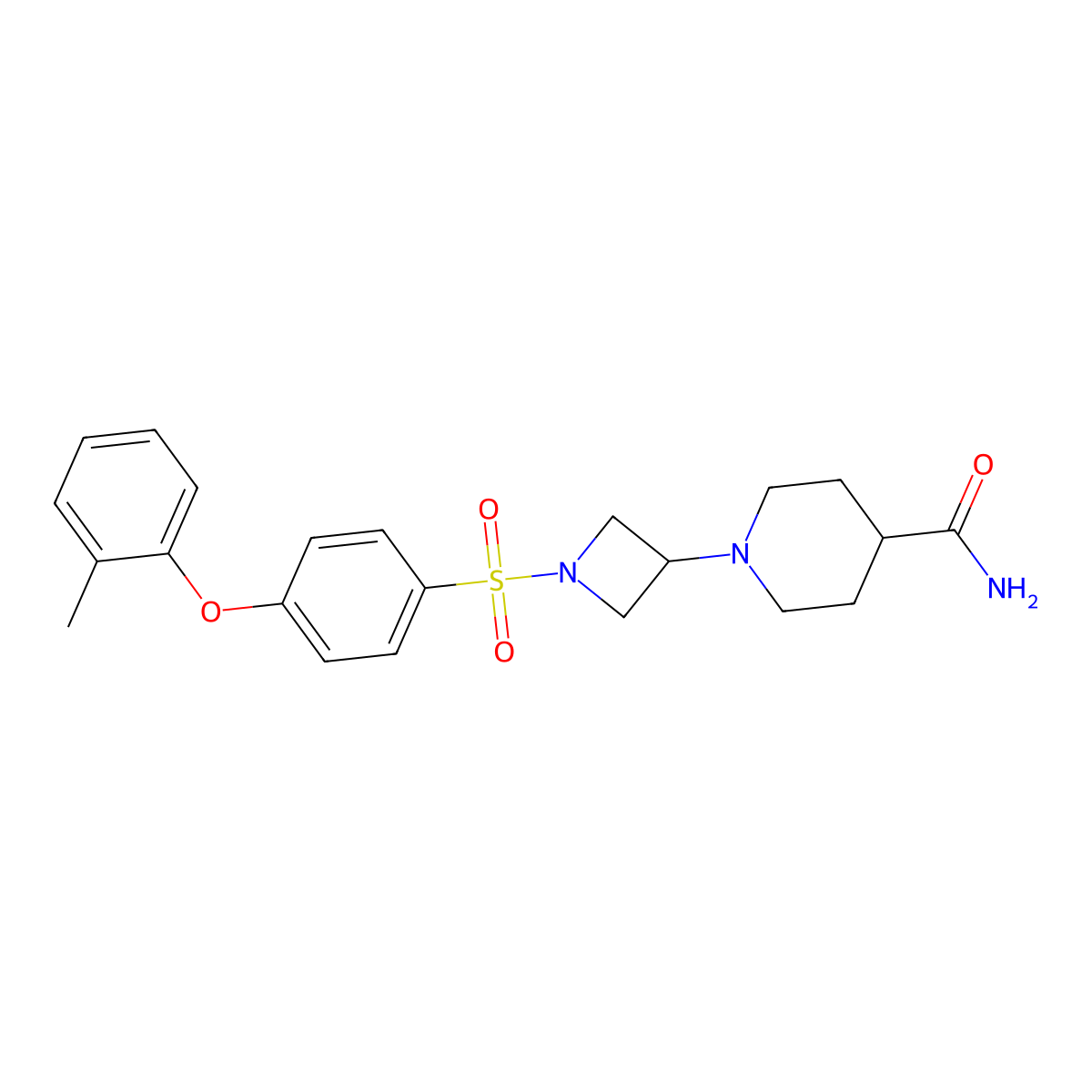 1-(1-((4-(o-Tolyloxy)phenyl)sulfonyl)azetidin-3-yl)piperidine-4-carboxamide molecular structure, CAS 2034310-08-0
