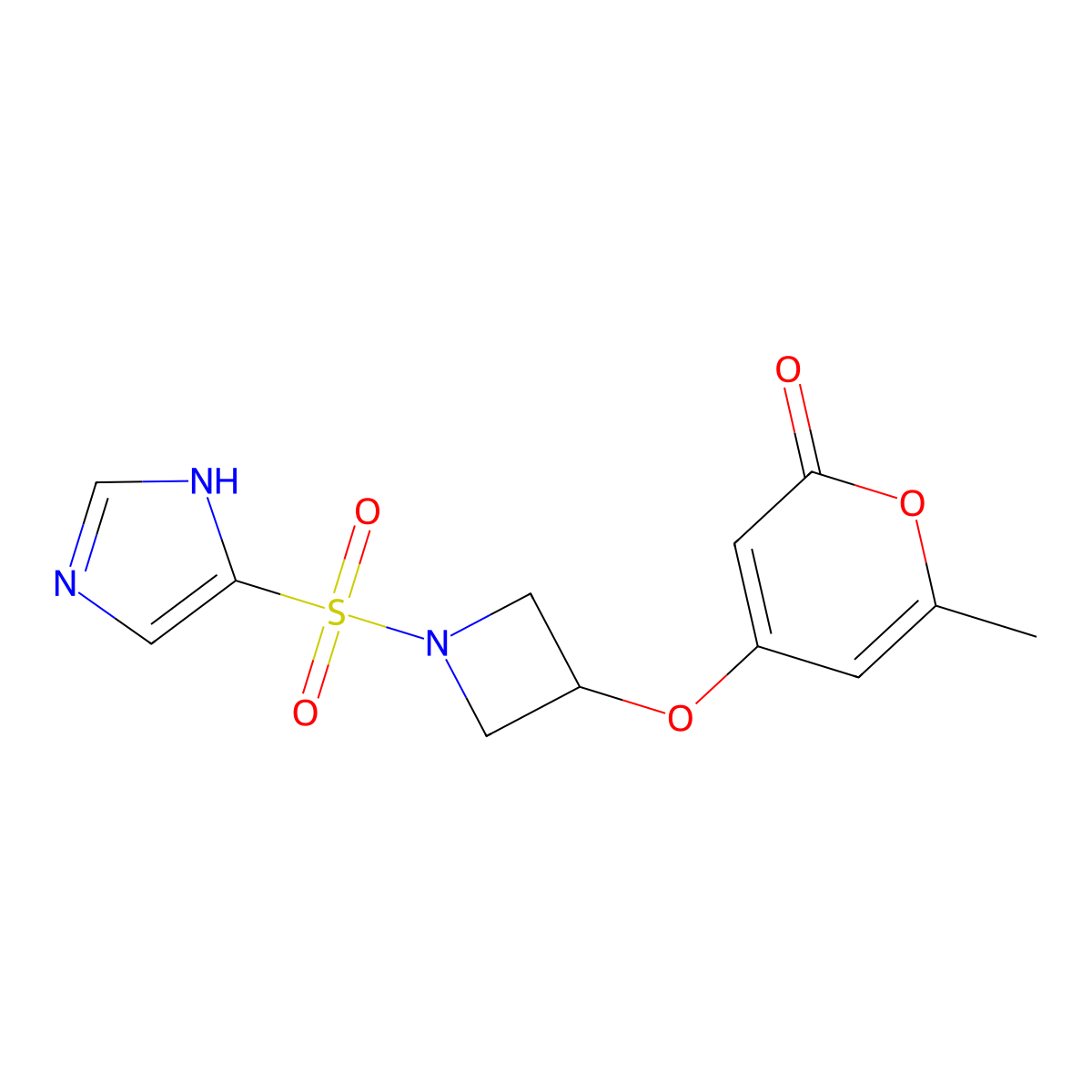 4-((1-((1H-imidazol-4-yl)sulfonyl)azetidin-3-yl)oxy)-6-methyl-2H-pyran-2-one molecular structure, CAS 2034310-11-5