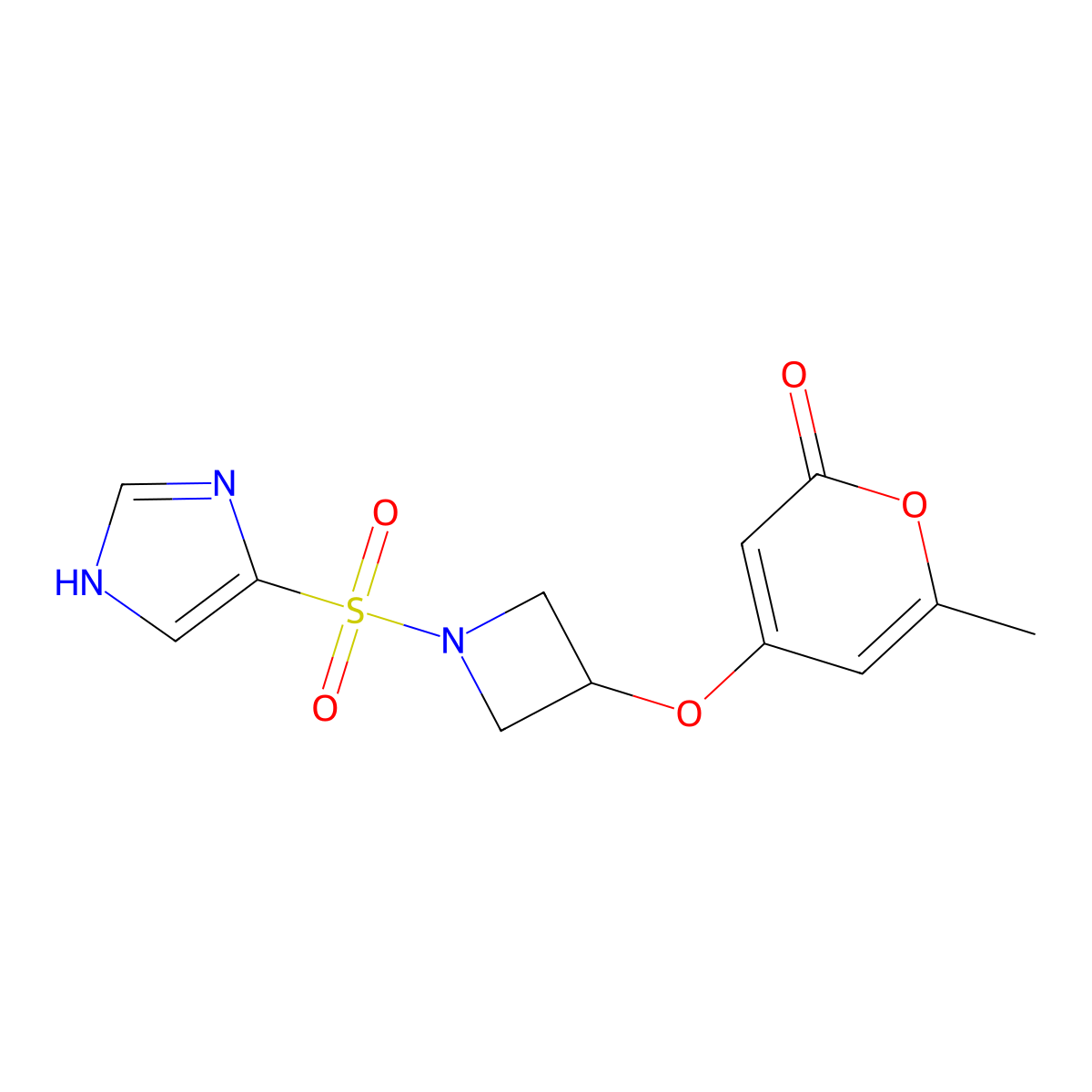 4-((1-((1H-imidazol-4-yl)sulfonyl)azetidin-3-yl)oxy)-6-methyl-2H-pyran-2-one molecular structure, CAS 2034310-11-5