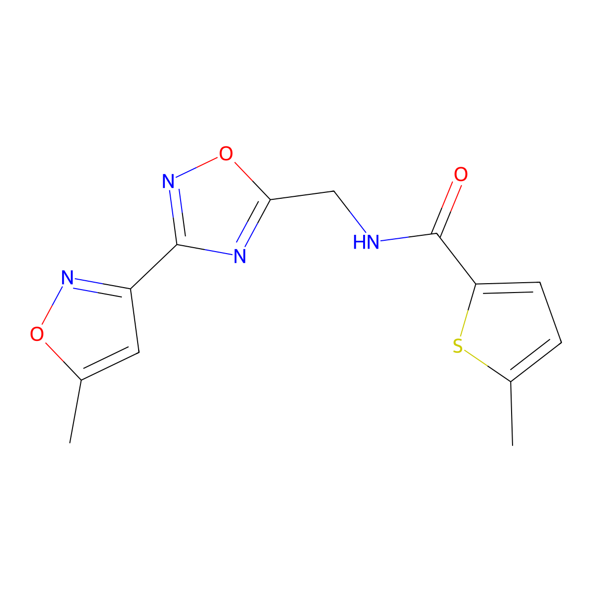 5-methyl-N-((3-(5-methylisoxazol-3-yl)-1,2,4-oxadiazol-5-yl)methyl)thiophene-2-carboxamide molecular structure, CAS 2034310-17-1
