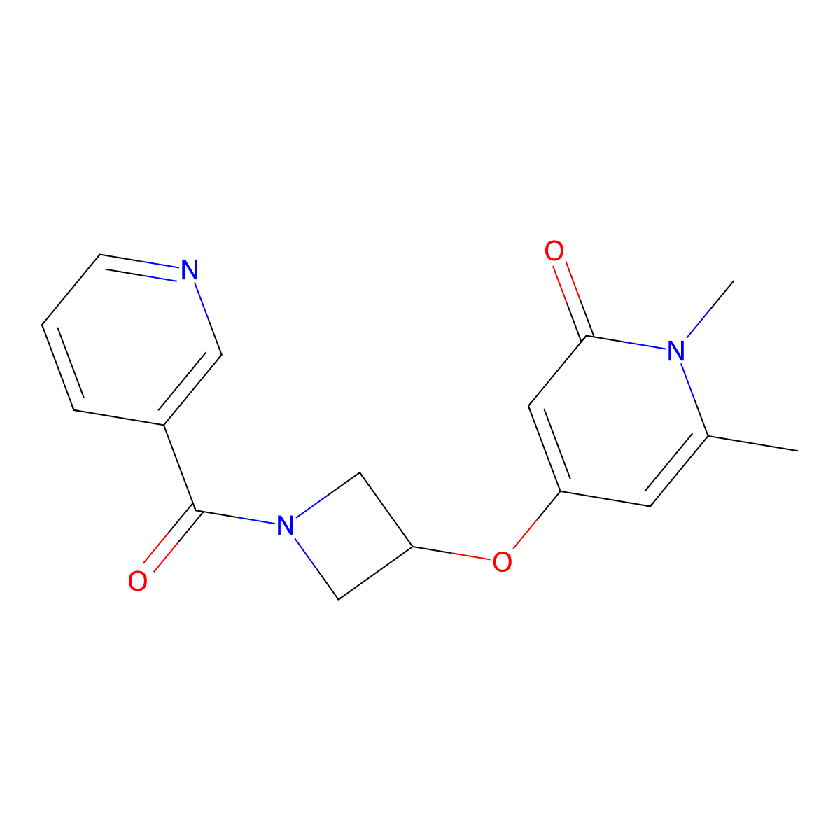 1,6-dimethyl-4-((1-nicotinoylazetidin-3-yl)oxy)pyridin-2(1H)-one molecular structure, CAS 2034310-18-2