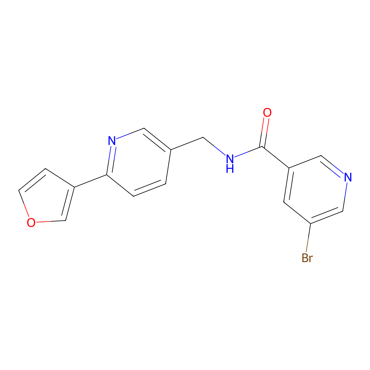 5-bromo-N-{[6-(furan-3-yl)pyridin-3-yl]methyl}pyridine-3-carboxamide molecular structure, CAS 2034310-20-6