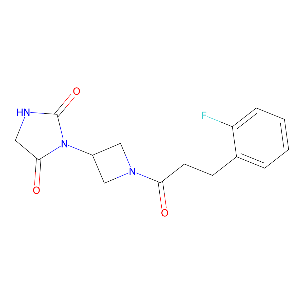 3-{1-[3-(2-Fluorophenyl)propanoyl]azetidin-3-yl}imidazolidine-2,4-dione molecular structure, CAS 2034310-21-7