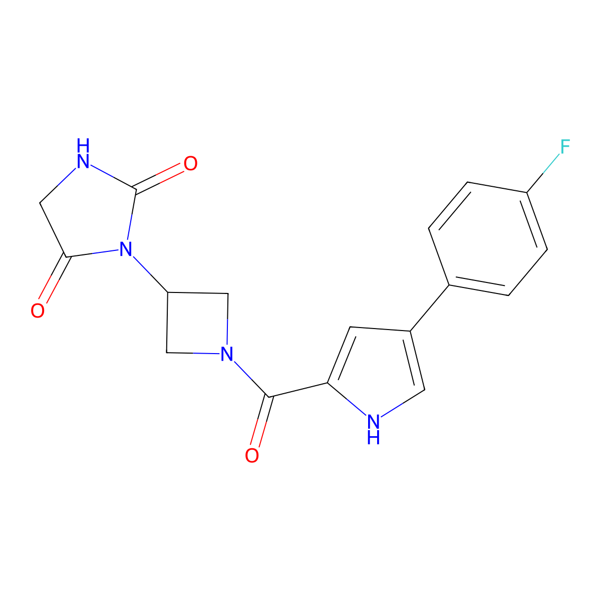 3-{1-[4-(4-fluorophenyl)-1H-pyrrole-2-carbonyl]azetidin-3-yl}imidazolidine-2,4-dione molecular structure, CAS 2034310-25-1