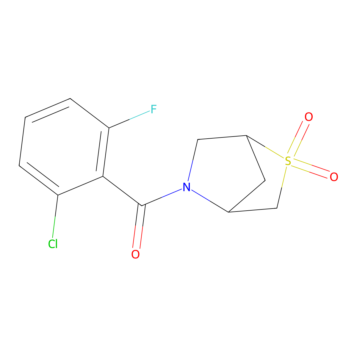 (2-Chloro-6-fluorophenyl)(2,2-dioxido-2-thia-5-azabicyclo[2.2.1]heptan-5-yl)methanone molecular structure, CAS 2034310-33-1