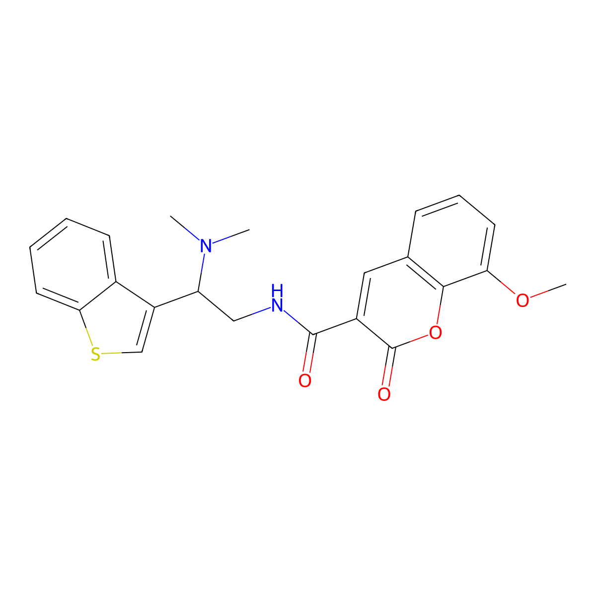 N-(2-(benzo[b]thiophen-3-yl)-2-(dimethylamino)ethyl)-8-methoxy-2-oxo-2H-chromene-3-carboxamide molecular structure, CAS 2034310-40-0